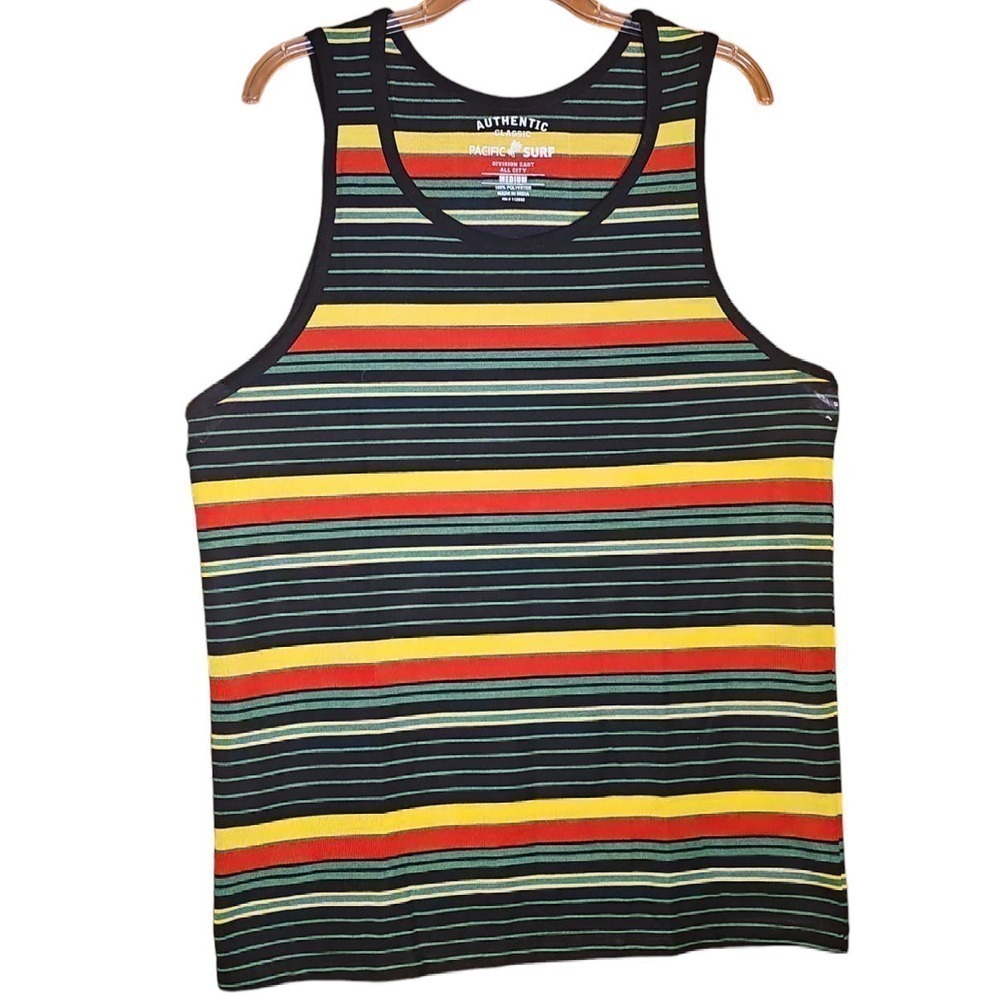 Pacific Surf Mens Rasta Tank Top Medium